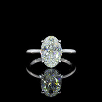 14K White Gold Hidden Halo Ring with 3.12 Carat Oval Cut Lab Diamond and 0.12 Carat Brilliant Cut Diamond Accents - 3.24 Total Carat Weight - Covaloro Fine Jewelry