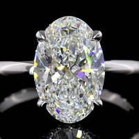14K White Gold Hidden Halo Ring with 3.12 Carat Oval Cut Lab Diamond and 0.12 Carat Brilliant Cut Diamond Accents - 3.24 Total Carat Weight - Covaloro Fine Jewelry