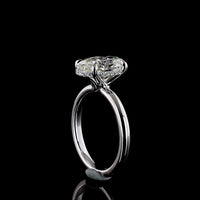 14K White Gold Hidden Halo Ring with 3.12 Carat Oval Cut Lab Diamond and 0.12 Carat Brilliant Cut Diamond Accents - 3.24 Total Carat Weight - Covaloro Fine Jewelry