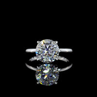 14K White Gold Hidden Halo Ring with 3.12 Carat Round Brilliant Cut E VVS2 Lab Diamond and 0.10 Carat Side Lab Diamonds - 3.22 Carat Total Diamond Weight - Covaloro Fine Jewelry