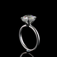 14K White Gold Hidden Halo Ring with 3.12 Carat Round Brilliant Cut E VVS2 Lab Diamond and 0.10 Carat Side Lab Diamonds - 3.22 Carat Total Diamond Weight - Covaloro Fine Jewelry