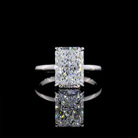 14K White Gold Hidden Halo Ring with 4.04 Carat Radiant Cut Lab Diamond and 0.12 Carat Brilliant Cut Diamond Accents - IGI Certified D VVS2 - Covaloro Fine Jewelry