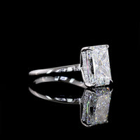 14K White Gold Hidden Halo Ring with 4.04 Carat Radiant Cut Lab Diamond and 0.12 Carat Brilliant Cut Diamond Accents - IGI Certified D VVS2 - Covaloro Fine Jewelry