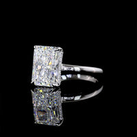 14K White Gold Hidden Halo Ring with 4.04 Carat Radiant Cut Lab Diamond and 0.12 Carat Brilliant Cut Diamond Accents - IGI Certified D VVS2 - Covaloro Fine Jewelry
