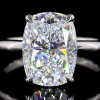 14K White Gold Hidden Halo Ring with 4.07 Carat Cushion Brilliant Lab Diamond and 0.11 Carat Diamond Halo - IGI Certified, 4.18 Total Carat Weight - Covaloro Fine Jewelry