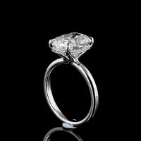 14K White Gold Hidden Halo Ring with 4.07 Carat Cushion Brilliant Lab Diamond and 0.11 Carat Diamond Halo - IGI Certified, 4.18 Total Carat Weight - Covaloro Fine Jewelry