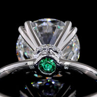 14K White Gold Hidden Halo Ring with 5.03 Carat Round Lab Diamond E VVS2 and 0.09 Carat Diamond Accents - Total 5.12 Carats - Covaloro Fine Jewelry