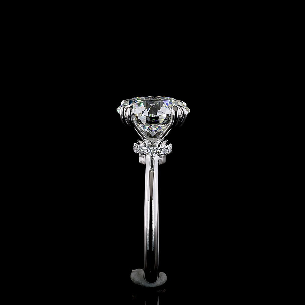 14K White Gold Hidden Halo Ring with 5.03 Carat Round Lab Diamond E VVS2 and 0.09 Carat Diamond Accents - Total 5.12 Carats - Covaloro Fine Jewelry