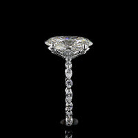 14K White Gold Hidden Halo Ring with 5.11 Carat Oval Cut Lab Diamond and Accent Marquise and Round Diamonds - 5.85 Carat Total Diamond Weight - Covaloro Fine Jewelry