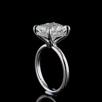 14K White Gold Hidden Halo Ring with 5.11 Carat Princess Cut D VVS2 Lab Diamond and 0.12 Carat Brilliant Cut Lab Diamond Accent - 5.23 Carat Total Diamond Weight - Covaloro Fine Jewelry