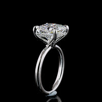 14K White Gold Hidden Halo Ring with 5.11 Carat Princess Cut D VVS2 Lab Diamond and 0.12 Carat Brilliant Cut Lab Diamond Accent - 5.23 Carat Total Diamond Weight - Covaloro Fine Jewelry