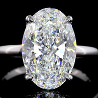 14K White Gold Hidden Halo Ring with 5.13 Carat Oval Cut Lab Diamond and 0.67 Carats Accent Diamonds - Total 5.80 Carats D VVS1 GIA Certified - Covaloro Fine Jewelry