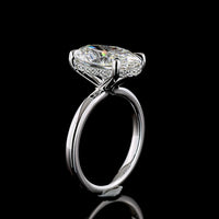 14K White Gold Hidden Halo Ring with 5.13 Carat Oval Cut Lab Diamond and 0.67 Carats Accent Diamonds - Total 5.80 Carats D VVS1 GIA Certified - Covaloro Fine Jewelry
