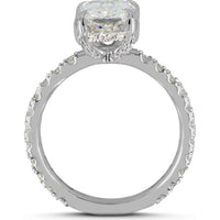 14K White Gold Hidden Halo Ring with 5.17 Carats Radiant Cut Lab Diamond and 59 total diamonds - 6.26 Carat Total Weight - Covaloro Fine Jewelry
