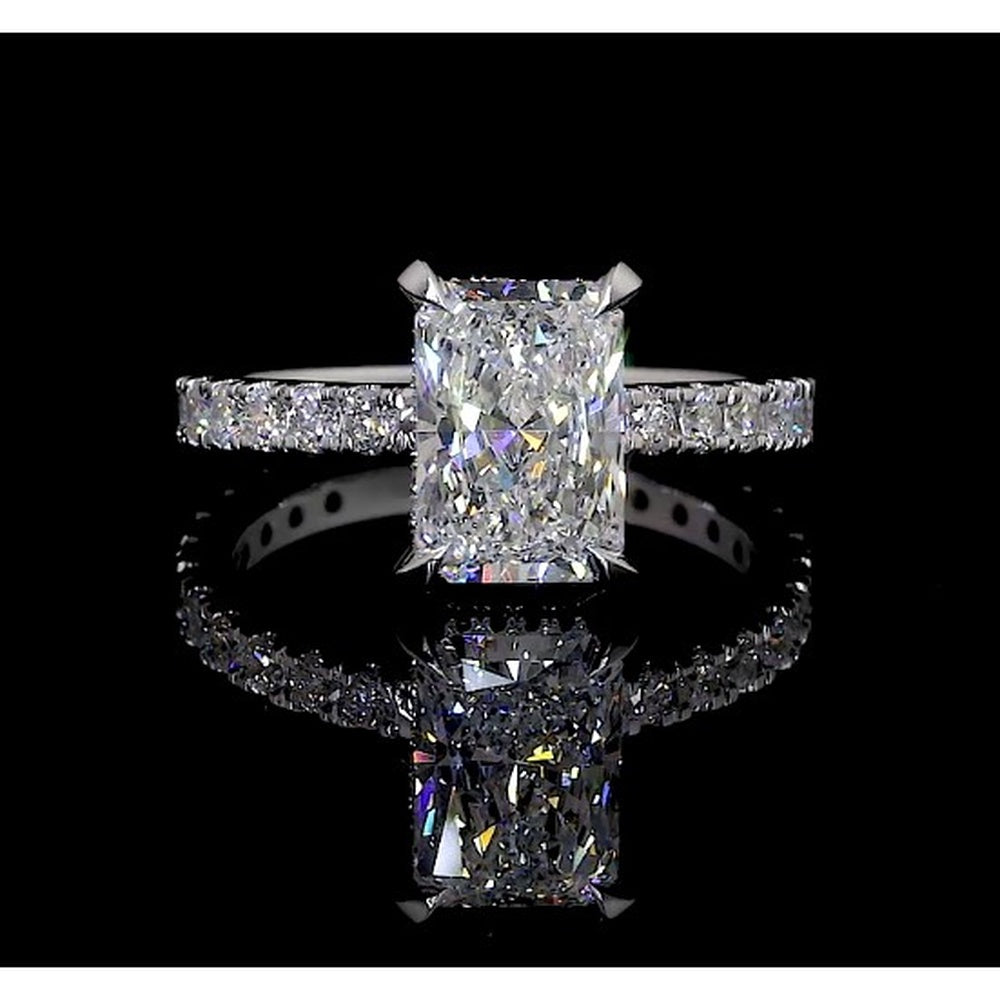 14K White Gold Hidden Halo Ring with 8.25 Carat Radiant Cut Lab Diamond and 0.89 Carat Accent Diamonds - 9.14 Total Carat Weight - Covaloro Fine Jewelry