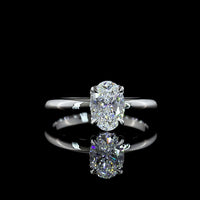 14K White Gold Hidden Halo Ring with North-South Oval Lab Diamond - 1.13 Carat Total Weight, D VVS2 Center - Covaloro Fine Jewelry