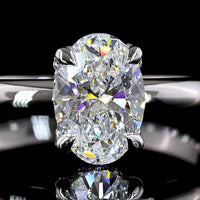 14K White Gold Hidden Halo Ring with North-South Oval Lab Diamond - 1.13 Carat Total Weight, D VVS2 Center - Covaloro Fine Jewelry