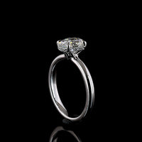 14K White Gold Hidden Halo Ring with North-South Oval Lab Diamond - 1.13 Carat Total Weight, D VVS2 Center - Covaloro Fine Jewelry