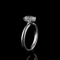 14K White Gold Hidden Halo Ring with North-South Oval Lab Diamond - 1.13 Carat Total Weight, D VVS2 Center - Covaloro Fine Jewelry