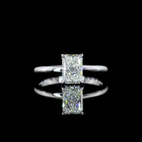 14K White Gold Hidden Halo Ring with North-South Radiant Cut Lab Diamond - 1.11 Total Carat Weight, D VVS2 Clarity, IGI Certified - Covaloro Fine Jewelry