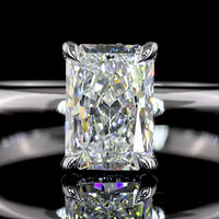 14K White Gold Hidden Halo Ring with North-South Radiant Cut Lab Diamond - 1.11 Total Carat Weight, D VVS2 Clarity, IGI Certified - Covaloro Fine Jewelry