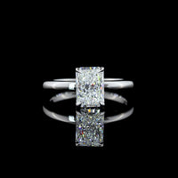 14K White Gold Hidden Halo Ring with North-South Radiant Cut Lab Diamond - 1.55 Carats Center Stone, 1.63 Carats Total Diamond Weight, E VVS2 Clarity - Covaloro Fine Jewelry