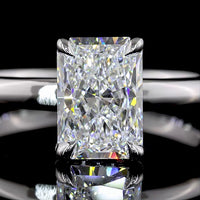 14K White Gold Hidden Halo Ring with North-South Radiant Cut Lab Diamond - 1.55 Carats Center Stone, 1.63 Carats Total Diamond Weight, E VVS2 Clarity - Covaloro Fine Jewelry