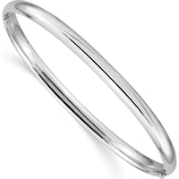 14K White Gold High Polished 5.00mm Hinged Oval Bangle Bracelet with Box Catch Clasp by Oro Pregiato