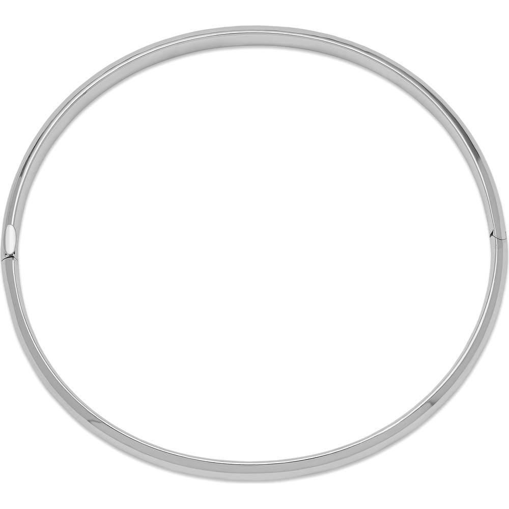 14K White Gold High Polished 5.00mm Hinged Oval Bangle Bracelet with Box Catch Clasp by Oro Pregiato