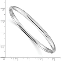 14K White Gold High Polished 5.00mm Hinged Oval Bangle Bracelet with Box Catch Clasp by Oro Pregiato