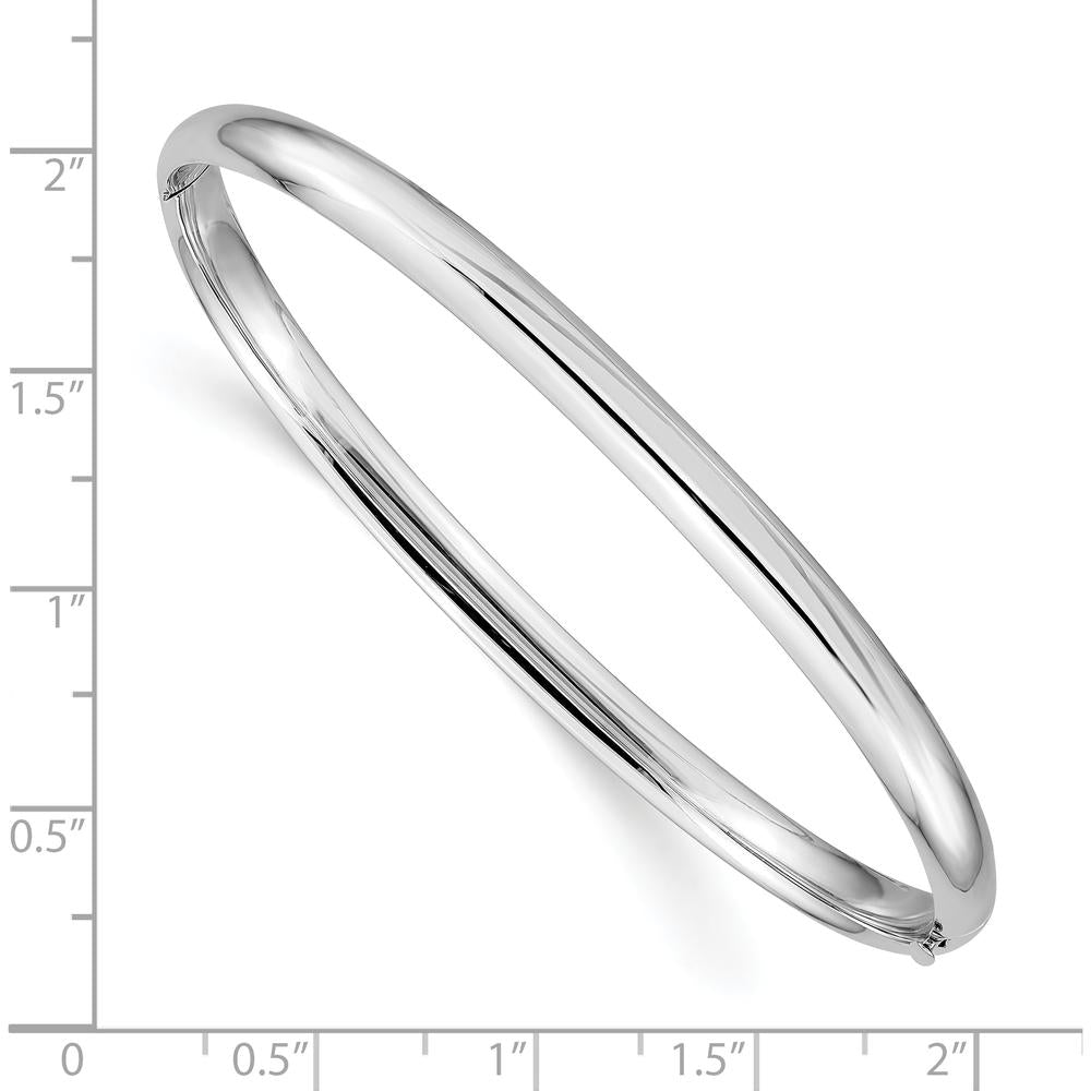 14K White Gold High Polished 5.00mm Hinged Oval Bangle Bracelet with Box Catch Clasp by Oro Pregiato