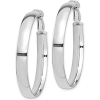 14K White Gold High Polished 5mm Omega Back Hoop Earrings - 37.48mm Length by Oro Pregiato