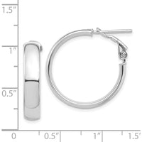 14K White Gold High Polished 5mm Omega Back Hoop Earrings by Oro Pregiato