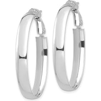 14K White Gold High Polished 5mm Oval Omega Back Hoop Earrings by Oro Pregiato
