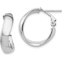 14K White Gold High Polished 5mm Wavy Omega Back Hoop Earrings by Oro Pregiato