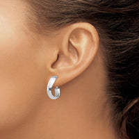 14K White Gold High Polished 5mm Wavy Omega Back Hoop Earrings by Oro Pregiato