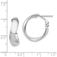 14K White Gold High Polished 5mm Wavy Omega Back Hoop Earrings by Oro Pregiato