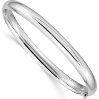 14K White Gold High Polished 6.00mm Hinged Oval Bangle Bracelet - Luxury Women's Jewelry by Oro Pregiato