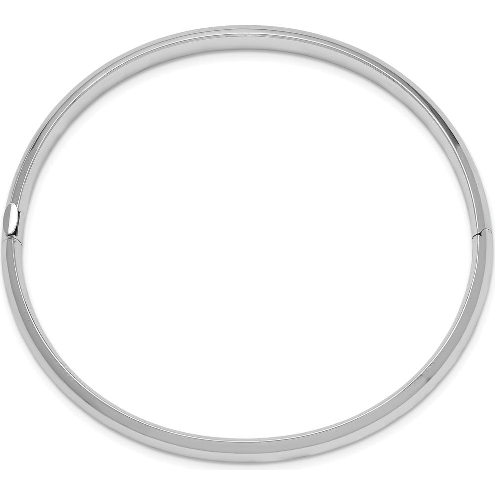 14K White Gold High Polished 6.00mm Hinged Oval Bangle Bracelet - Luxury Women's Jewelry by Oro Pregiato