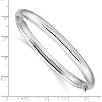 14K White Gold High Polished 6.00mm Hinged Oval Bangle Bracelet - Luxury Women's Jewelry by Oro Pregiato