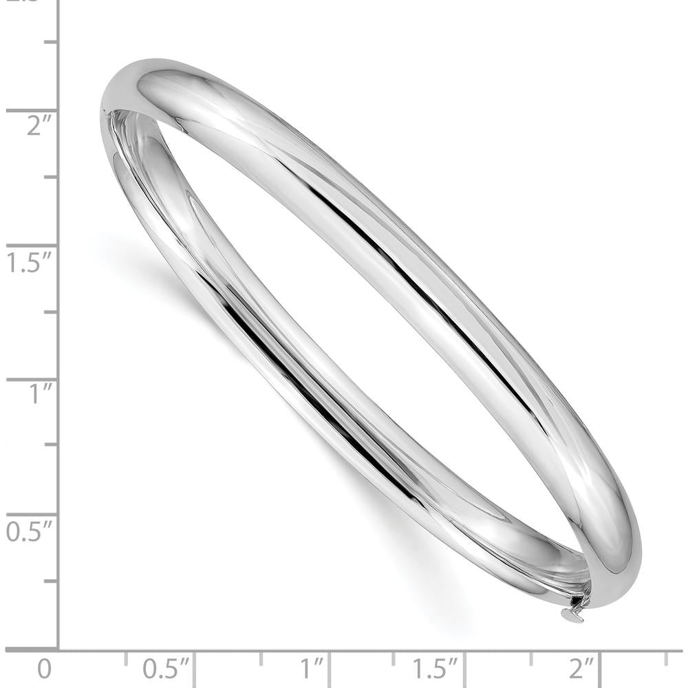 14K White Gold High Polished 6.00mm Hinged Oval Bangle Bracelet - Luxury Women's Jewelry by Oro Pregiato