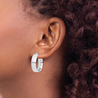 14K White Gold High Polished 7mm Hoop Earrings - Classic and Elegant Style by 0