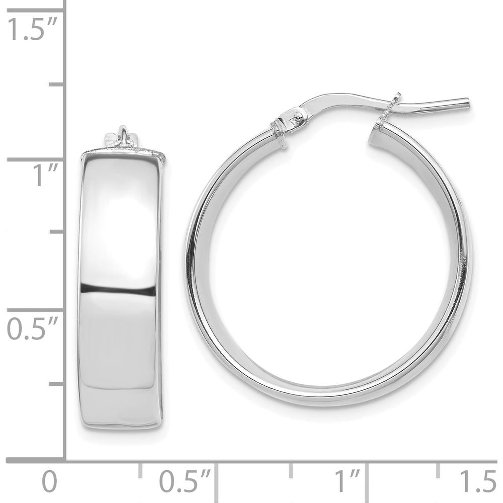 14K White Gold High Polished 7mm Hoop Earrings - Classic and Elegant Style by 0