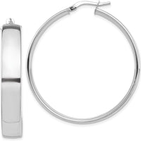 14K White Gold High Polished 7mm Hoop Earrings - Elegant Everyday Jewelry by 0