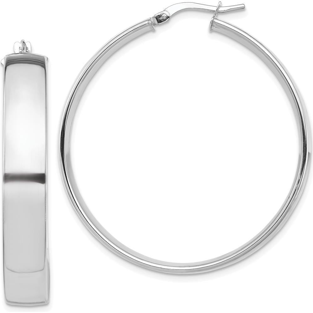 14K White Gold High Polished 7mm Hoop Earrings - Elegant Everyday Jewelry by 0