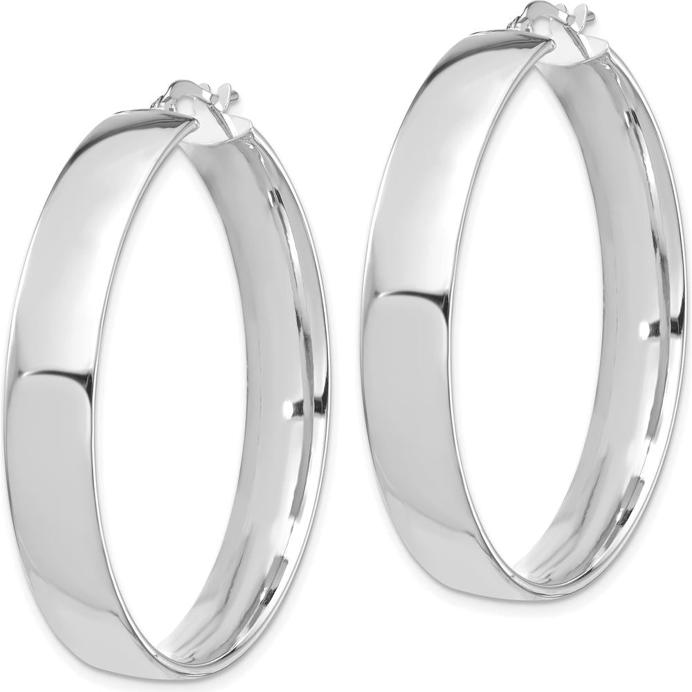 14K White Gold High Polished 7mm Hoop Earrings - Elegant Everyday Jewelry by 0