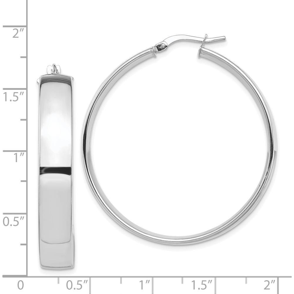 14K White Gold High Polished 7mm Hoop Earrings - Elegant Everyday Jewelry by 0