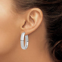 14K White Gold High Polished 7mm Hoop Earrings - Polished Finish with Rhodium Plating by 0