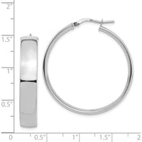 14K White Gold High Polished 7mm Hoop Earrings - Polished Finish with Rhodium Plating by 0