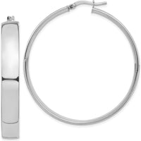 14K White Gold High Polished 7mm Large Hoop Earrings by 0